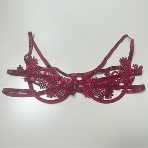 Red lace lingerie Bra SZ M